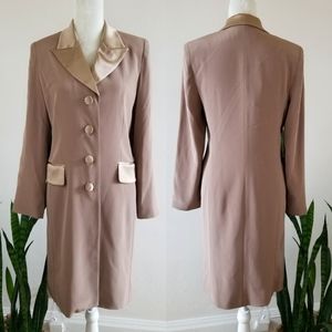 VTG 80s Oleg Cassini Black Tie Long Blazer Jacket